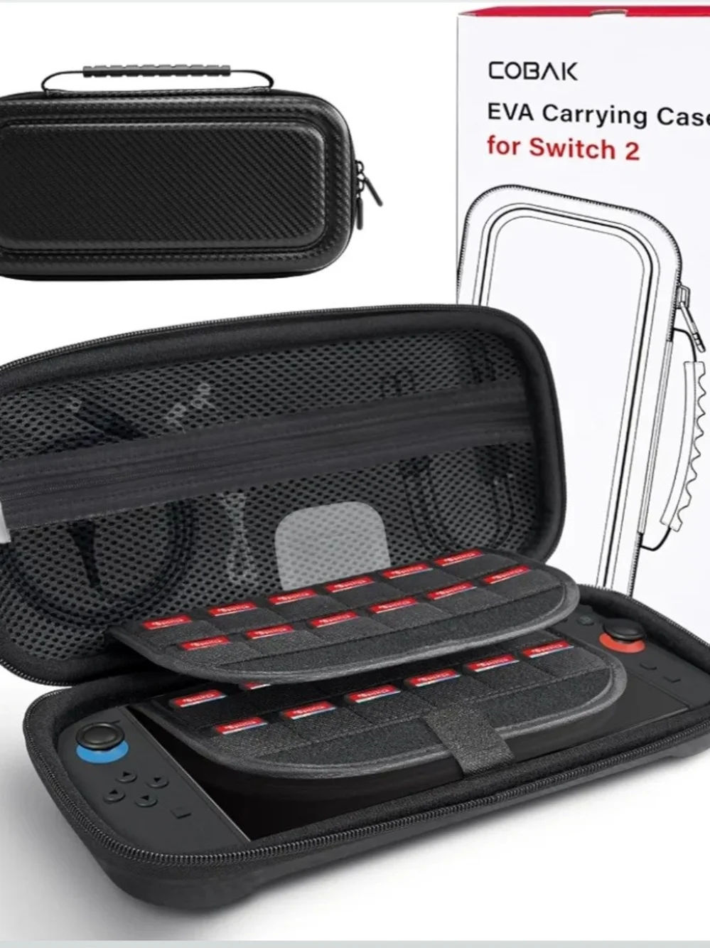 Gray Carrying Case for Switch 2 - Protective Travel Case 24 Game Slots